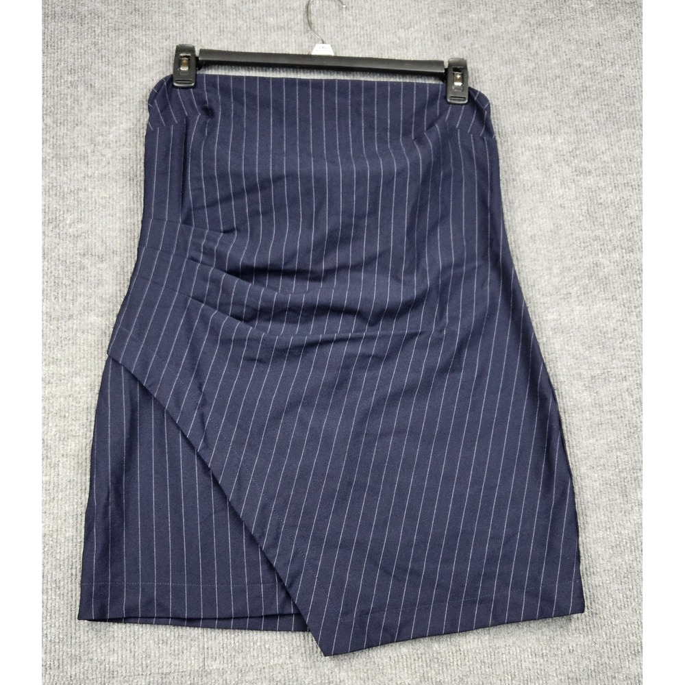 Wild Fable Navy Blue Pinstripe Wrap Skort XL Asymmetrical Mini Skirt Shorts